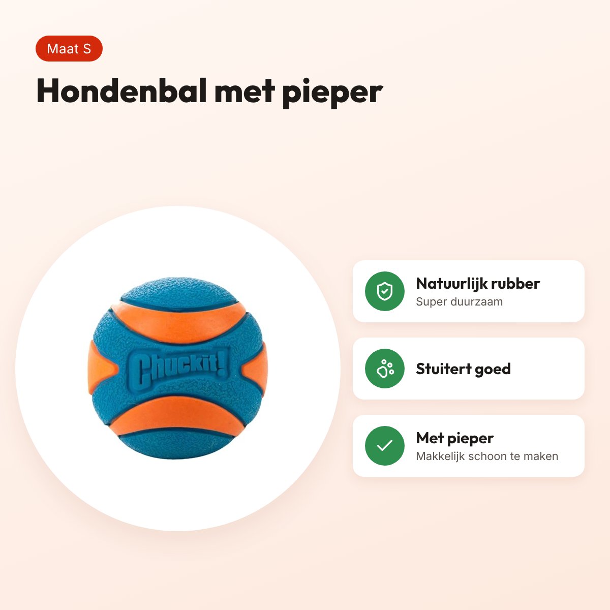 Chuckit Ultra Squeaker hondenbal S 5 cm – met pieper, rubber – voordelen