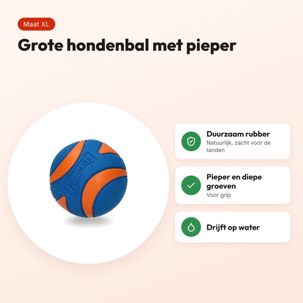 Chuckit Ultra Squeaker hondenbal XL 8 cm – met pieper, drijvend – voordelen