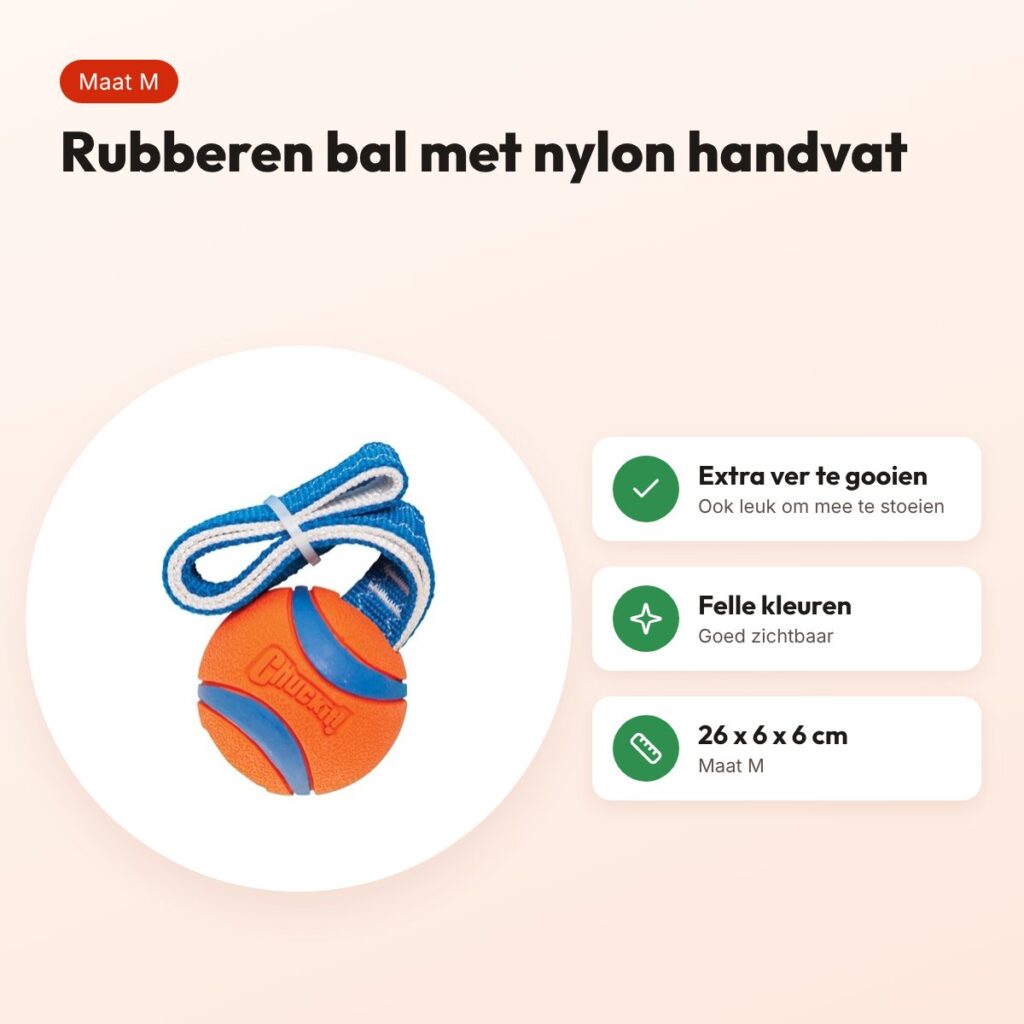 Chuckit Ultra Tug M 26 x 6 x 6 cm – rubberen bal met nylon handvat – voordelen