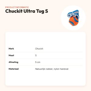 Chuckit Ultra Tug S 5 cm – rubberen hondenbal met nylon handvat – productinformatie