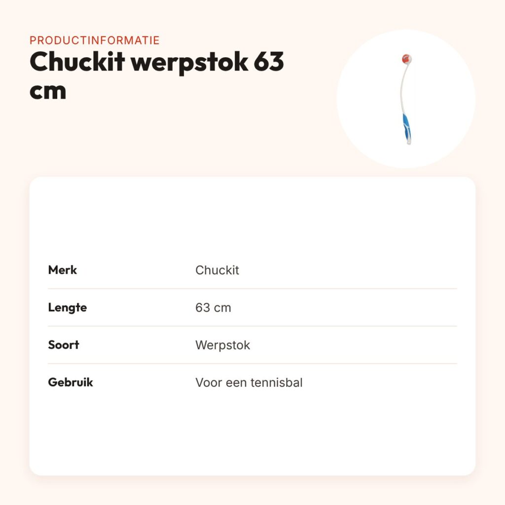 Chuckit werpstok 63 cm – lang, met rubberen handgreep – productinformatie