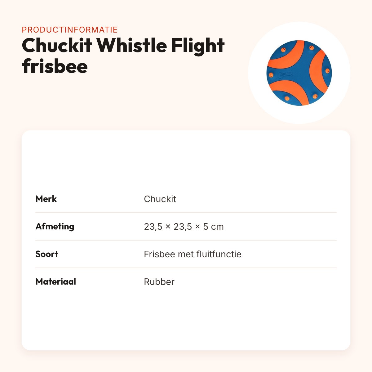 Chuckit Whistle Flight frisbee 23,5 x 23,5 x 5 cm – fluitend, voor honden – productinformatie