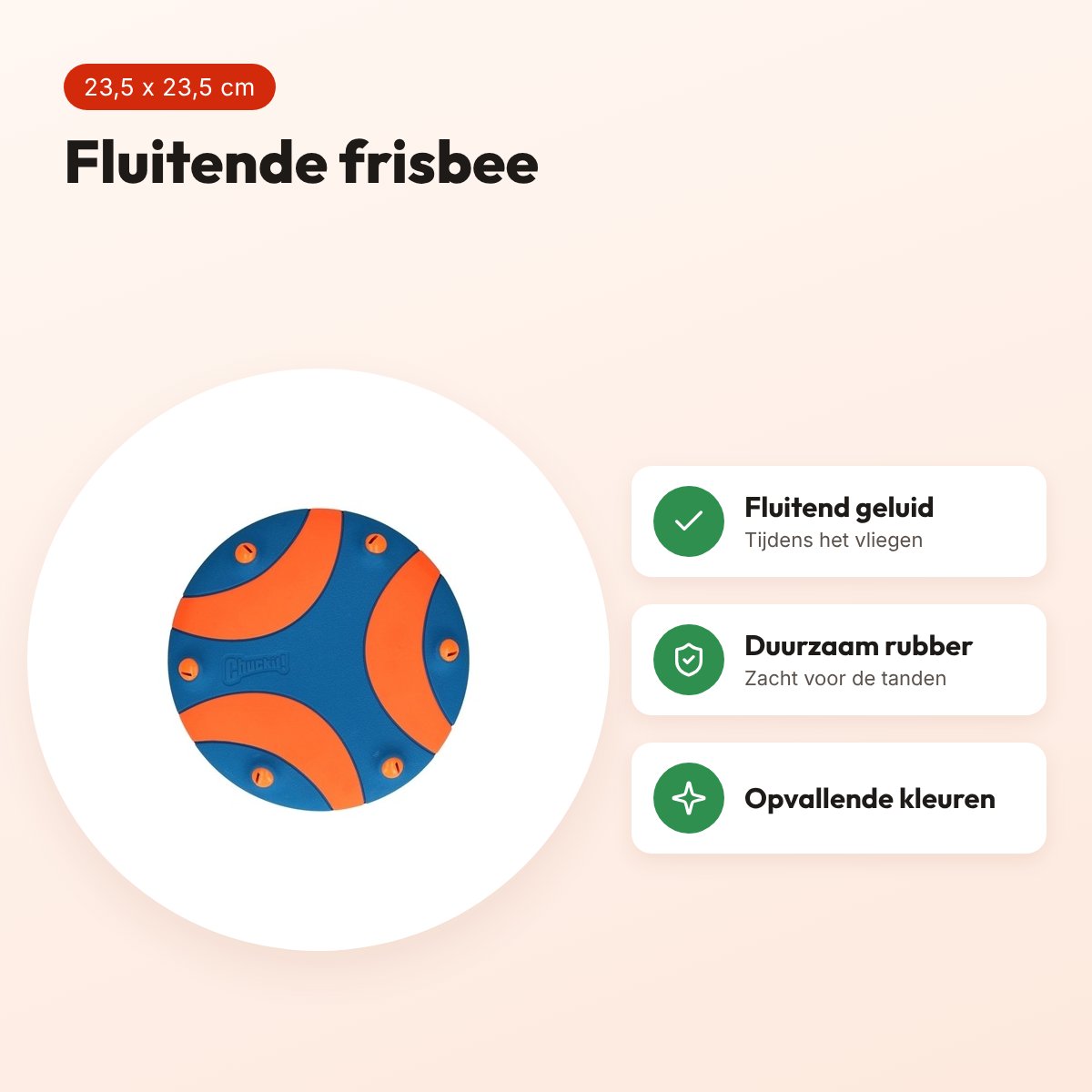 Chuckit Whistle Flight frisbee 23,5 x 23,5 x 5 cm – fluitend, voor honden – voordelen