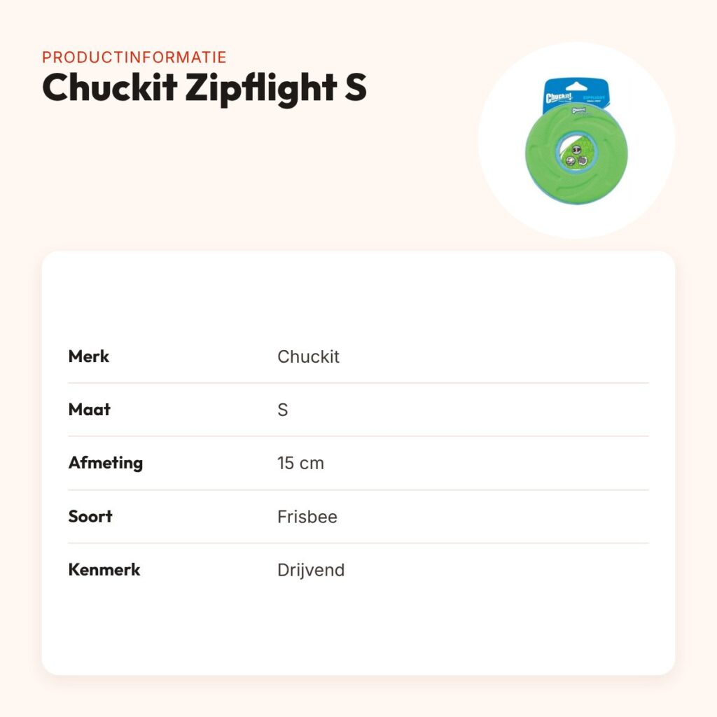 Chuckit Zipflight frisbee S 15 cm – drijvend hondenspeelgoed – productinformatie