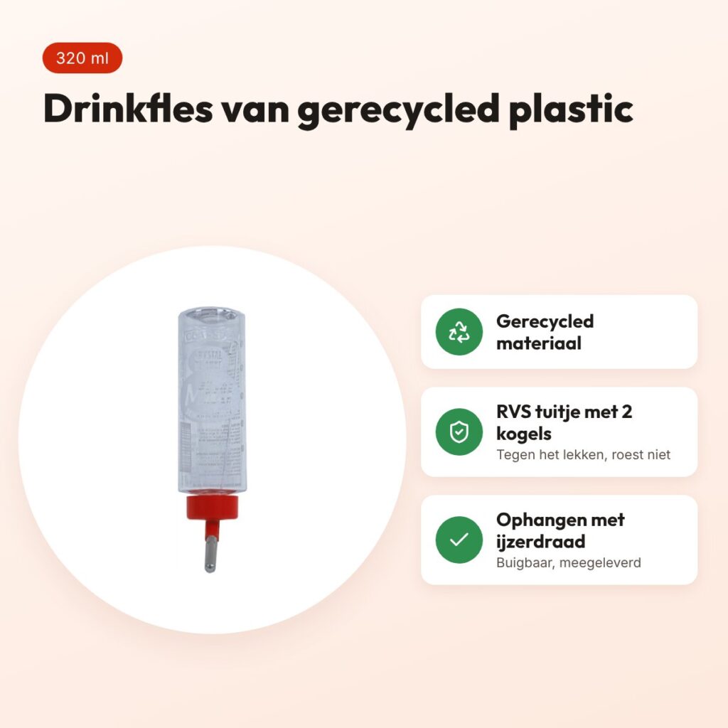 Classic drinkfles cavia 320 ml – gerecycled plastic, RVS tuit – voordelen