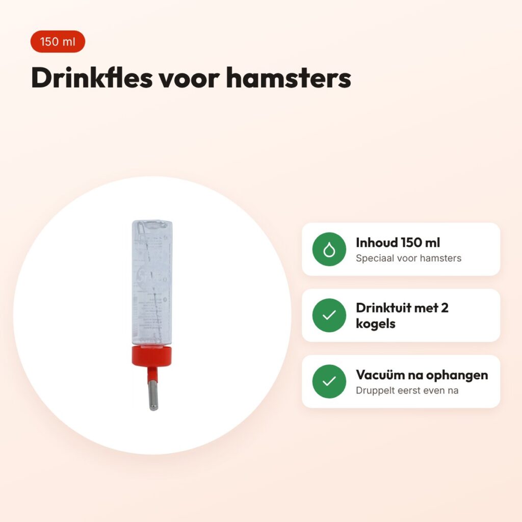 Classic drinkfles hamster 150 ml – plastic met 2 kogels in de tuit – voordelen