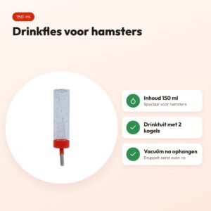 Classic drinkfles hamster 150 ml – plastic met 2 kogels in de tuit – voordelen