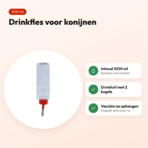 Classic drinkfles konijn 1000 ml – plastic met 2 kogels in de tuit – voordelen
