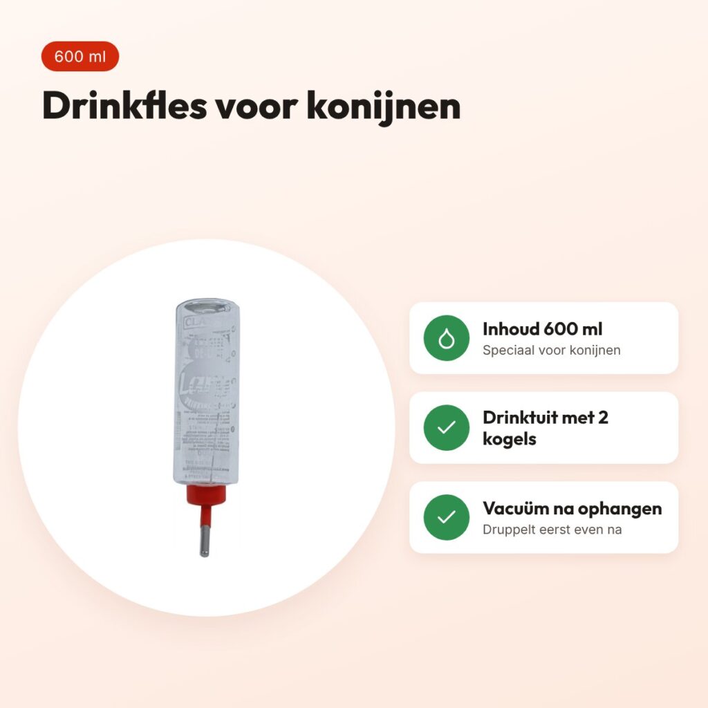 Classic drinkfles konijn 600 ml – plastic met 2 kogels in de tuit – voordelen