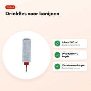 Classic drinkfles konijn 600 ml – plastic met 2 kogels in de tuit – voordelen