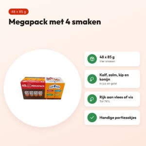 Club 4 Paws kattenvoer Megapack 48 x 85 g – 4 smaken in jus en gelei – voordelen