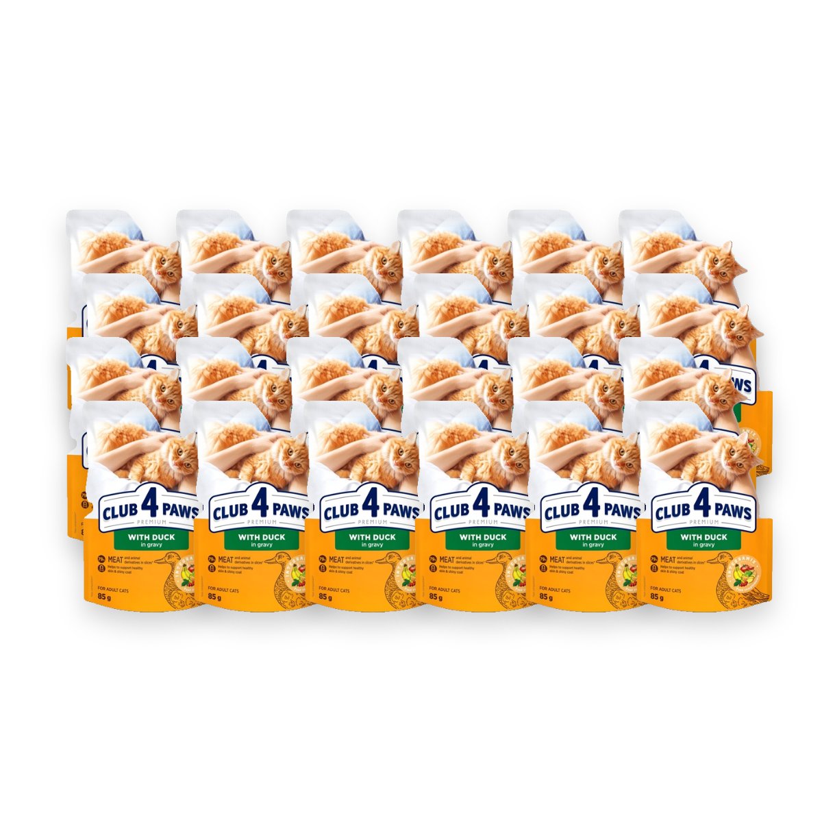 Club 4 Paws kattenvoer Premium Adult eend in jus 24 x 85 g – pouch