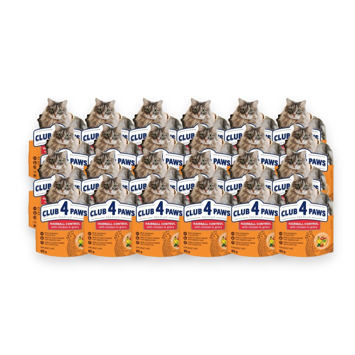 Club 4 Paws kattenvoer Premium Adult Hairball Control 24 x 80 g – gelei