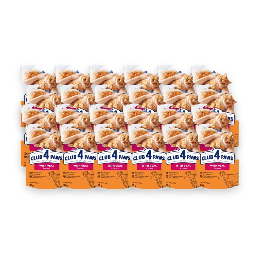 Club 4 Paws kattenvoer Premium Adult kalfsvlees in jus 24 x 85 g
