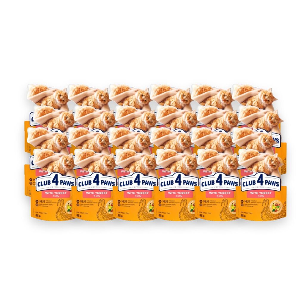 Club 4 Paws kattenvoer Premium Adult kalkoen in gelei 24 x 85 g