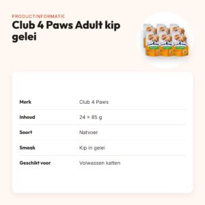 Club 4 Paws kattenvoer Premium Adult kip in gelei 24 x 85 g – productinformatie