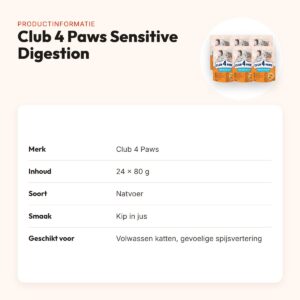 Club 4 Paws kattenvoer Premium Adult Sensitive Digestion kip 24 x 80 g – productinformatie