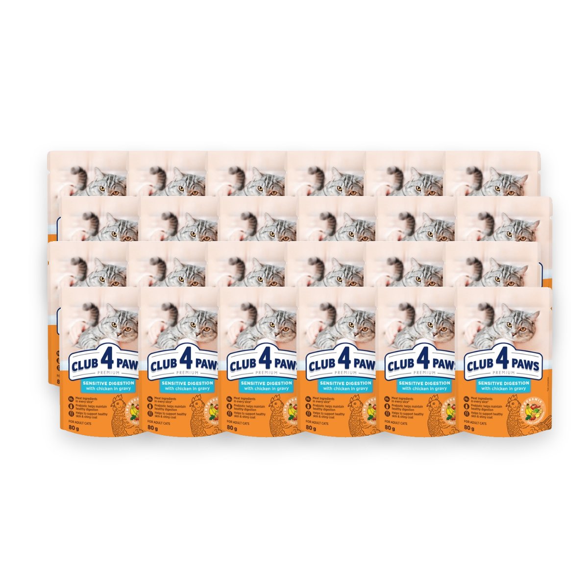 Club 4 Paws kattenvoer Premium Adult Sensitive Digestion kip 24 x 80 g