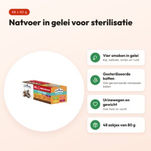 Club 4 Paws kattenvoer Premium Adult Sterilised megapack 48 x 80 g – voordelen
