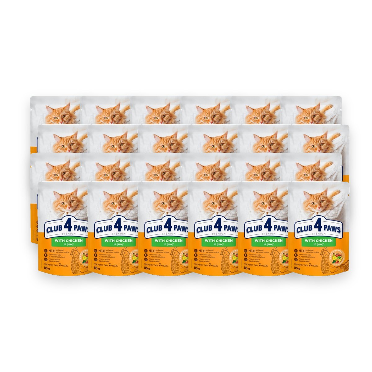 Club 4 Paws kattenvoer Premium Senior 7+ kip in jus 24 x 85 g