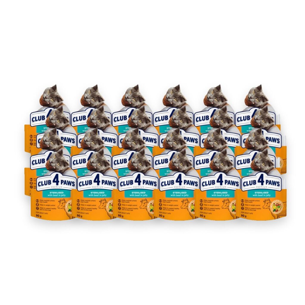Club 4 Paws kattenvoer Premium Sterilised konijn in gelei 24 x 80 g