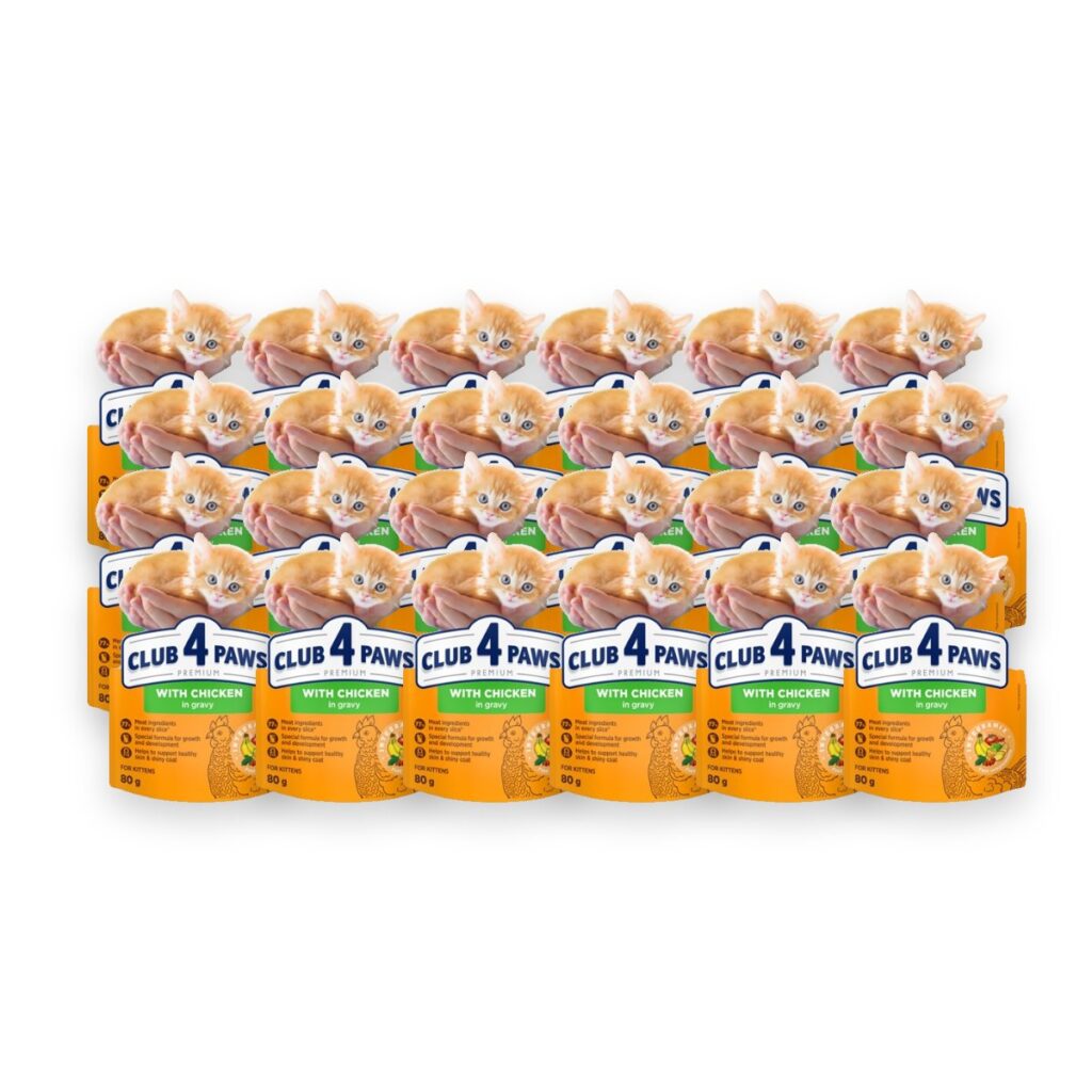 Club 4 Paws Kitten natvoer kip in jus 24 x 80 g – pouch