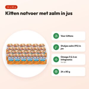 Club 4 Paws Kitten natvoer zalm in jus 24 x 80 g – pouch – voordelen