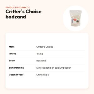 Critter's Choice chinchilla badzand 4,5 kg – mineraalzand met calciumpoeder – productinformatie