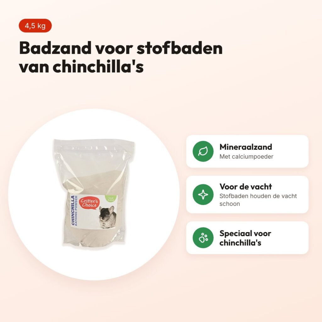 Critter's Choice chinchilla badzand 4,5 kg – mineraalzand met calciumpoeder – voordelen