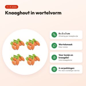 Critter's Choice knaaghout wortelsmaak 8 x 3 x 3 cm – multipack 4 x 6 stuks – voordelen
