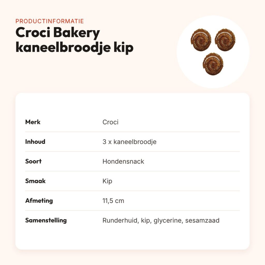 Croci Bakery hondensnack kaneelbroodje kip 11,5 cm – multipack 3 stuks – productinformatie