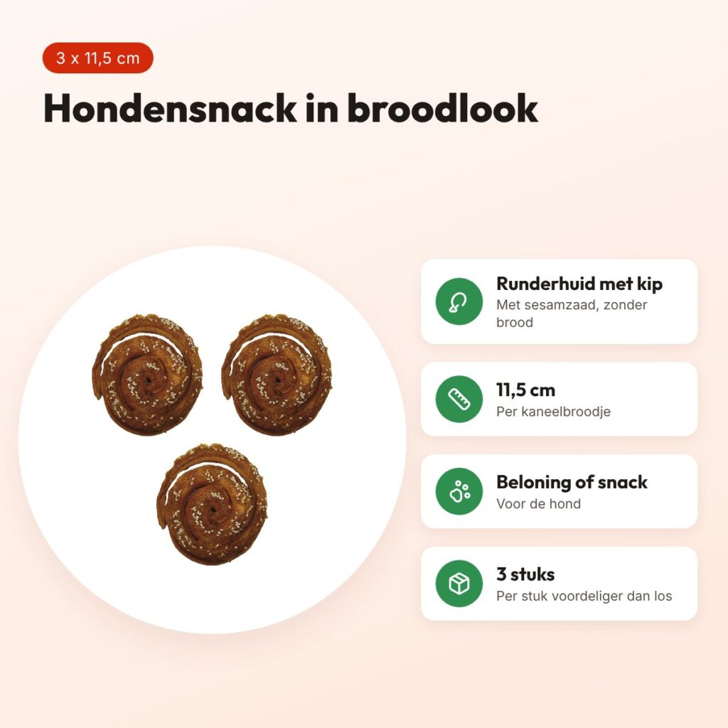 Croci Bakery hondensnack kaneelbroodje kip 11,5 cm – multipack 3 stuks – voordelen