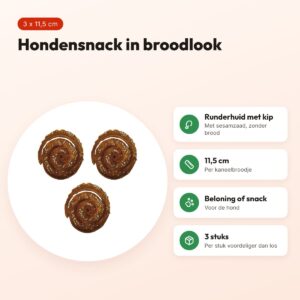 Croci Bakery hondensnack kaneelbroodje kip 11,5 cm – multipack 3 stuks – voordelen