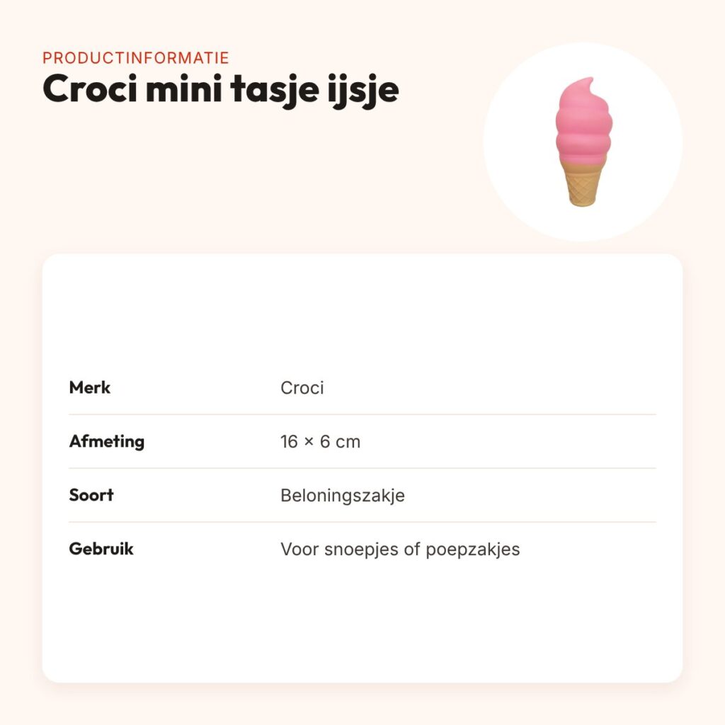Croci beloningszakje ijsje 16 x 6 cm – met rits en clip – productinformatie