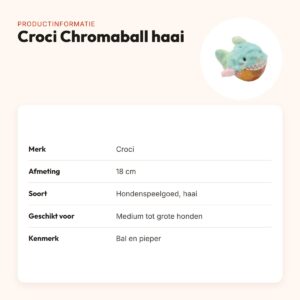 Croci Chromaball hondenspeelgoed haai 18 cm – oceaanthema, met pieper – productinformatie