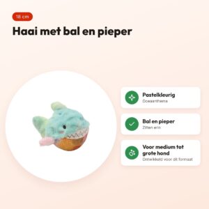 Croci Chromaball hondenspeelgoed haai 18 cm – oceaanthema, met pieper – voordelen