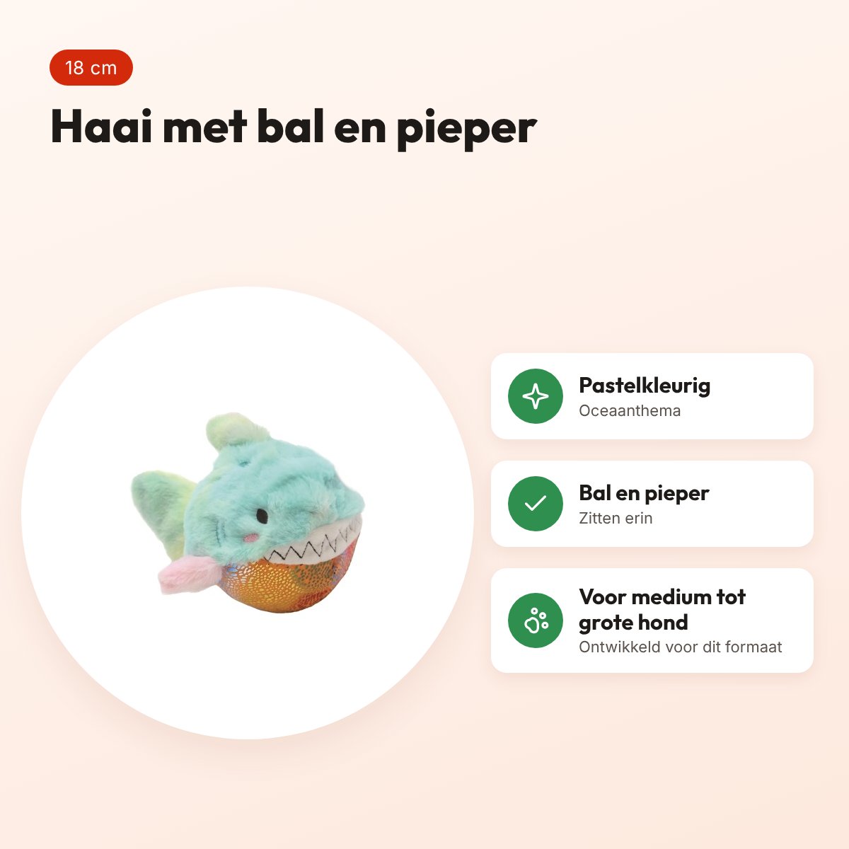 Croci Chromaball hondenspeelgoed haai 18 cm – oceaanthema, met pieper – voordelen