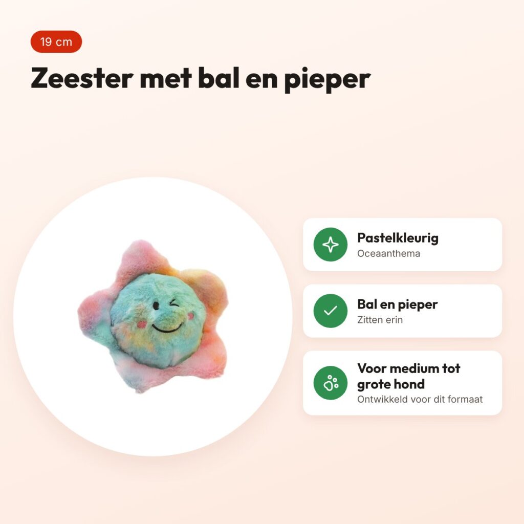 Croci Chromaball hondenspeelgoed zeester 19 cm – oceaanthema, met pieper – voordelen