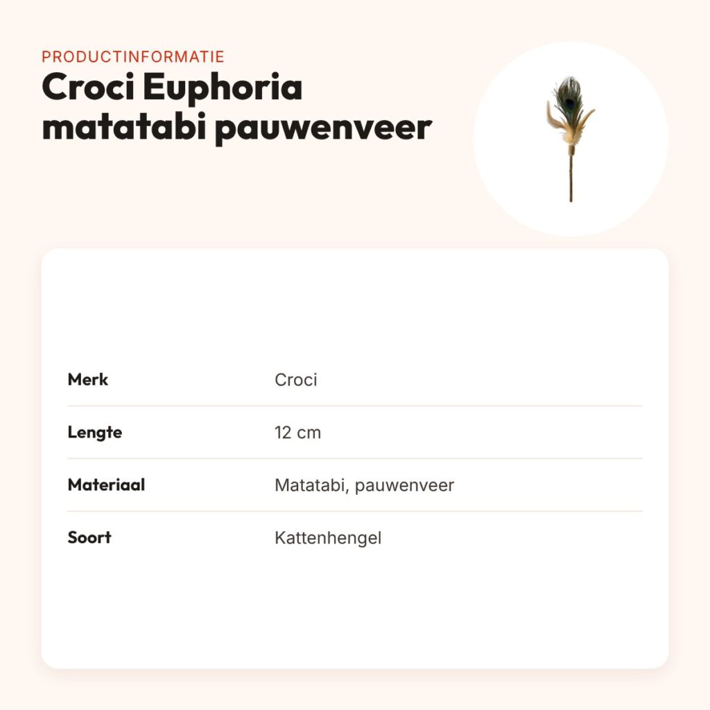 Croci Euphoria kattenhengel matatabi met pauwenveer 12 cm – productinformatie