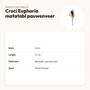 Croci Euphoria kattenhengel matatabi met pauwenveer 12 cm – productinformatie
