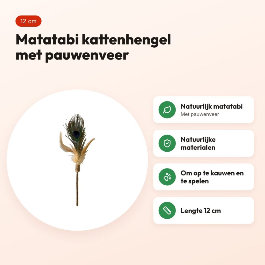 Croci Euphoria kattenhengel matatabi met pauwenveer 12 cm – voordelen