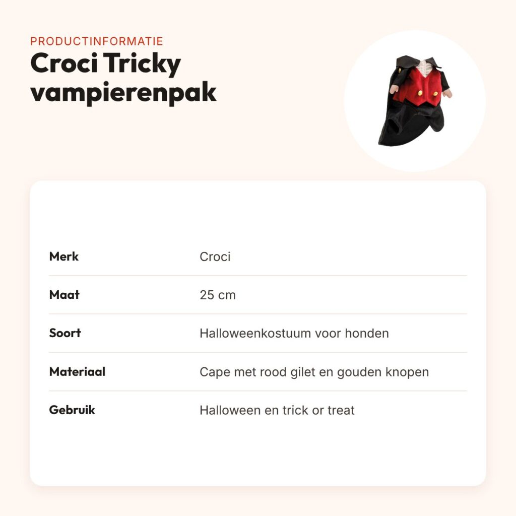 Croci Halloween vampierenpak Tricky voor honden 25 cm – met cape – productinformatie