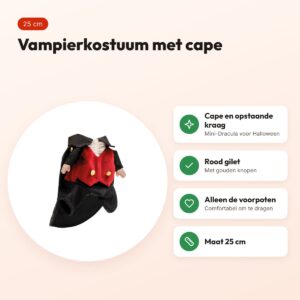 Croci Halloween vampierenpak Tricky voor honden 25 cm – met cape – voordelen