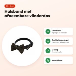 Croci halsband Goldie goud met vlinderdas 40 x 2 cm – voordelen