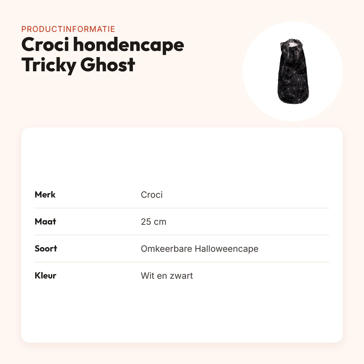 Croci hondencape Tricky Ghost 25 cm – omkeerbaar spook en tovenaar – productinformatie