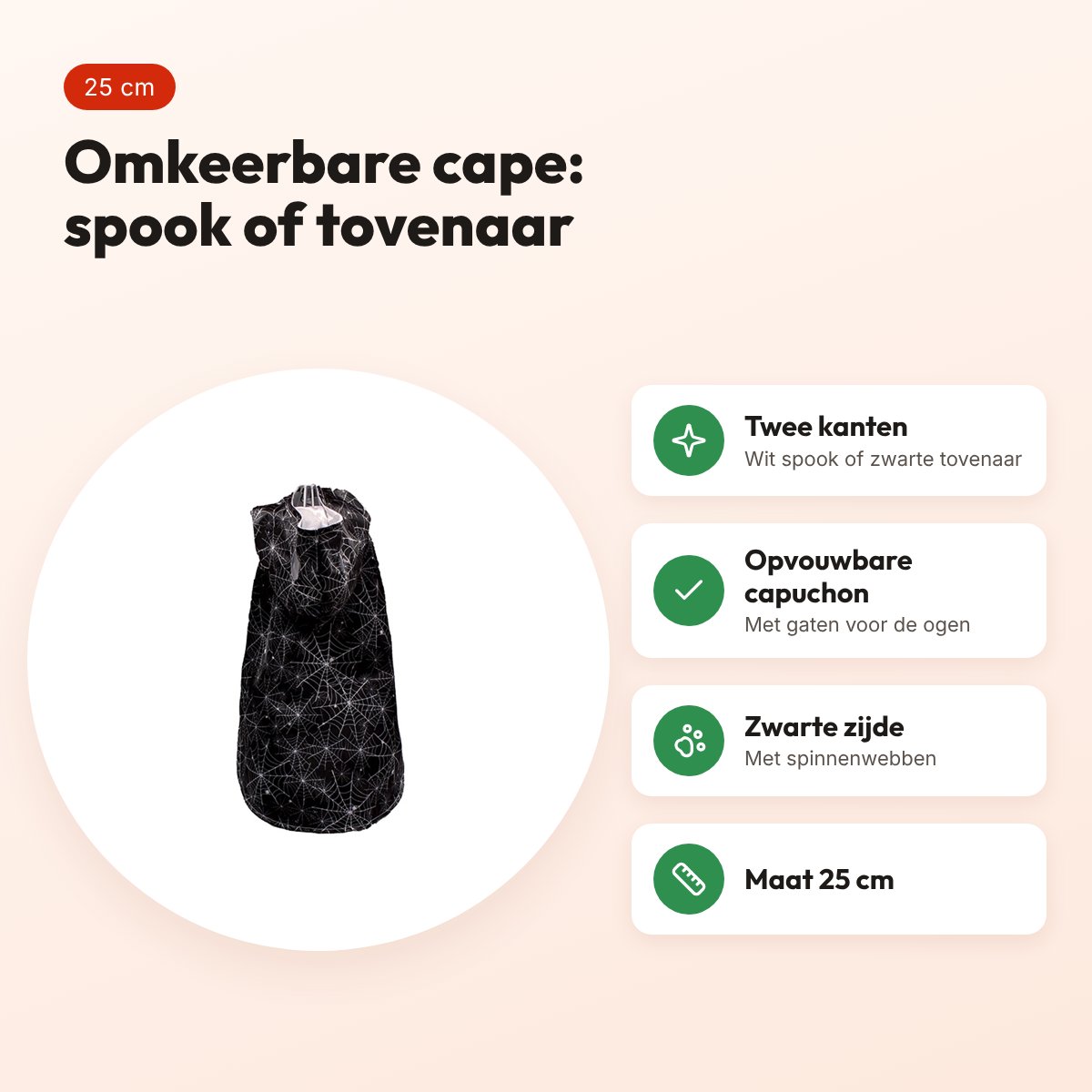 Croci hondencape Tricky Ghost 25 cm – omkeerbaar spook en tovenaar – voordelen