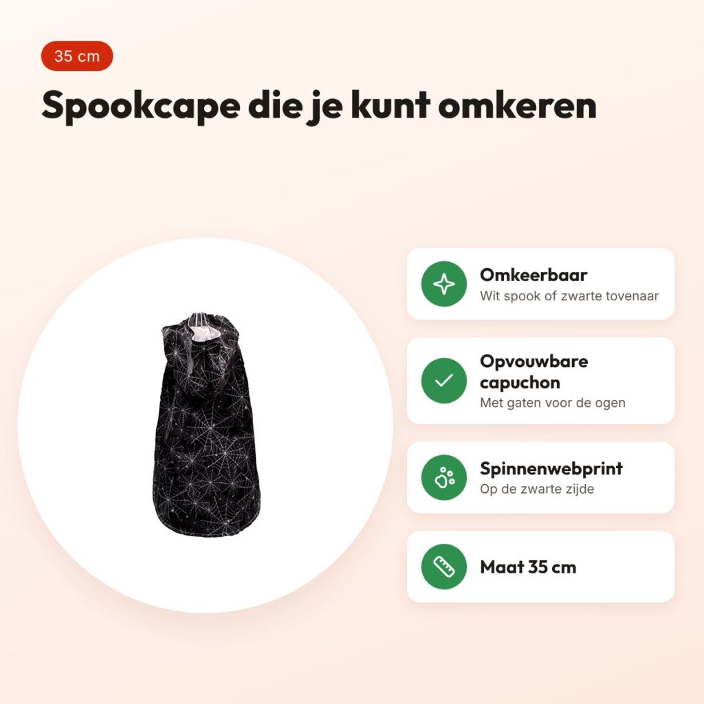 Croci hondencape Tricky Ghost 35 cm – omkeerbaar spook en tovenaar – voordelen