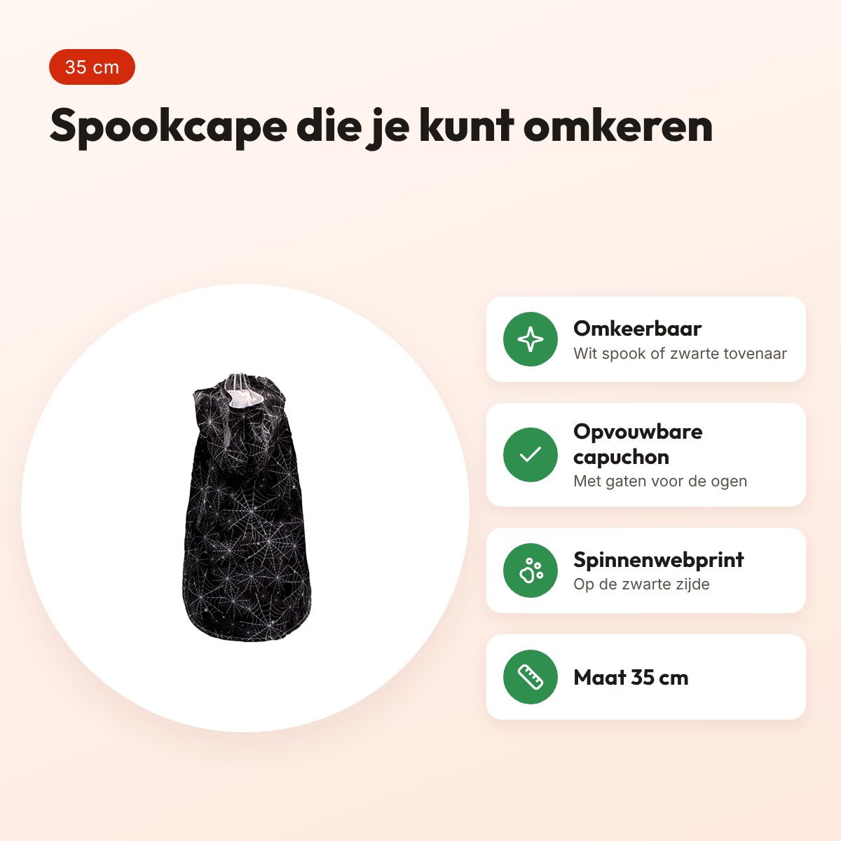 Croci hondencape Tricky Ghost 35 cm – omkeerbaar spook en tovenaar – voordelen