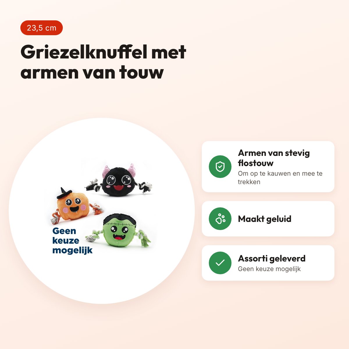 Croci hondenknuffel Fright Night vriendjes assorti 23,5 cm – flostouw – voordelen