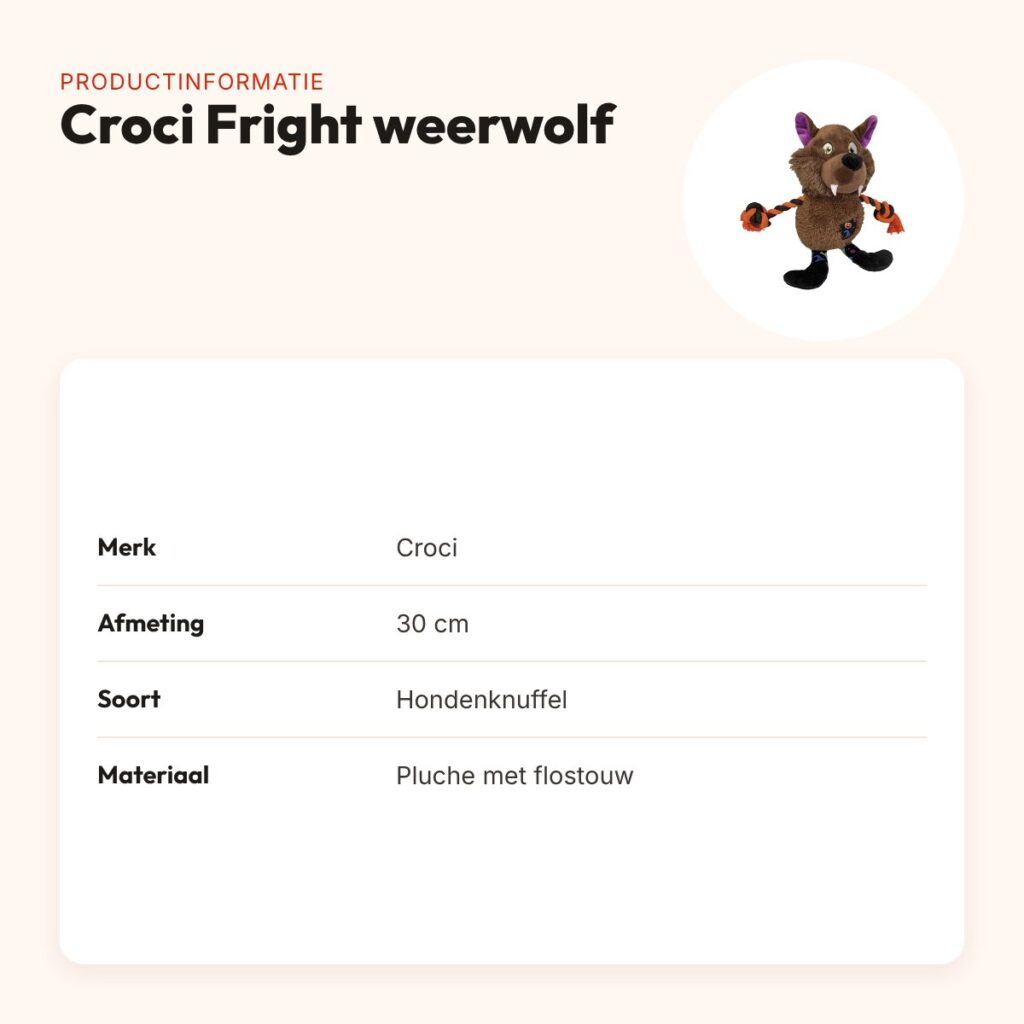 Croci hondenknuffel Fright weerwolf met flostouw 30 cm – productinformatie